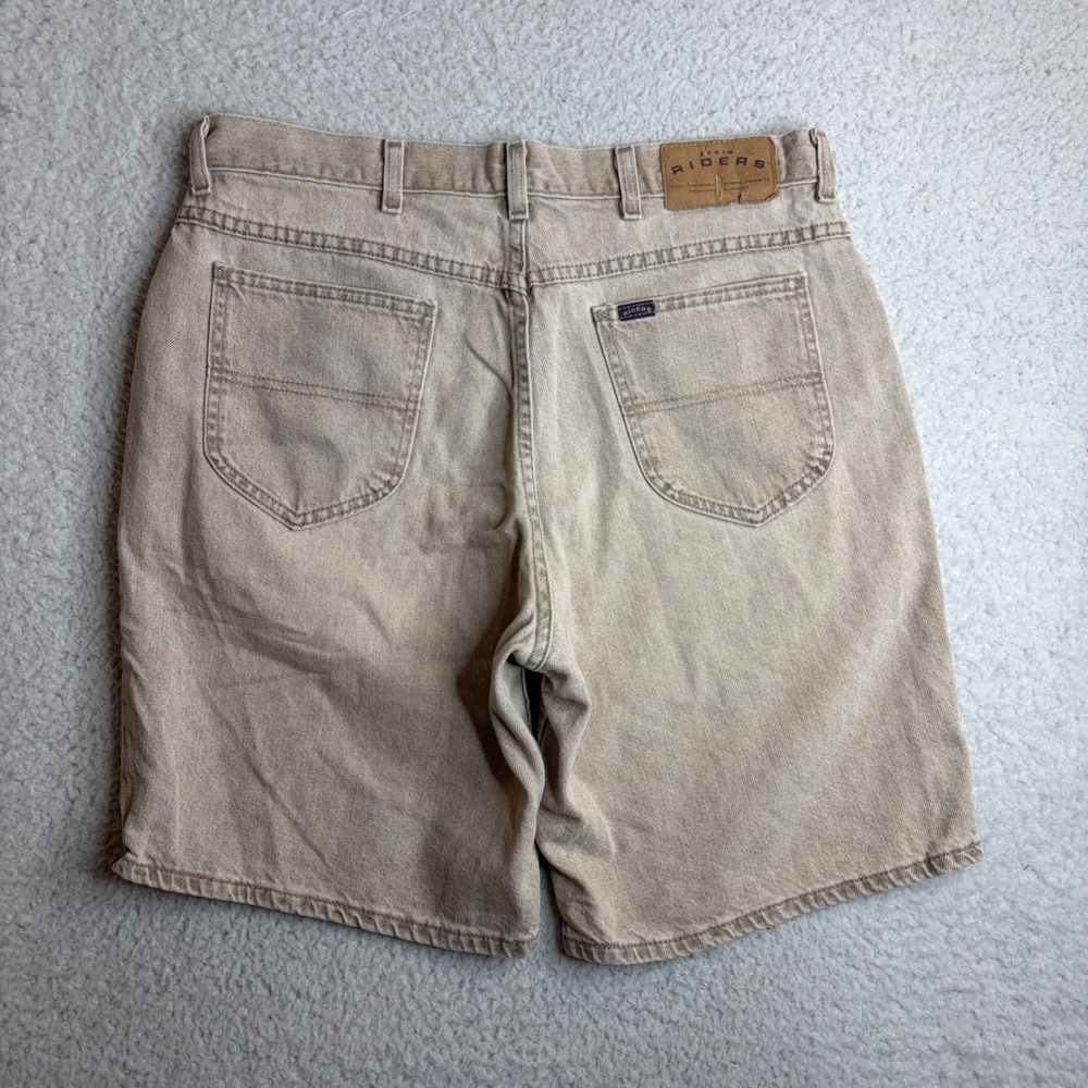 Vintage Lee Riders Denim Shorts Mens 36 (34) Khaki Relaxed Fit made in USA 90s